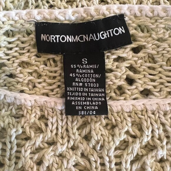 Ladies Norton McNaughton lime green/white knit sweater, Size Small - Picture 5 of 6